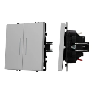 Фото #1 товара ARL NOBE Выключатель 2 кл подсветка софт-тач никель SWT-MK02-SFPL-L-IS (250V, 10A) (Arlight, -)