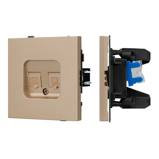 Фото #1 товара Механизм компьютерной розетки двойной SCT-TENDO-MPC2-PL-GD (RJ-45, CAT6) (Arlight, Песочный)