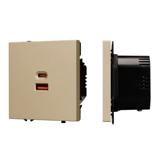 Фото #1 товара Механизм розетки с быстрой USB зарядкой SCT-NOBE-MUAC-SFPL-FC-GD (65W, QC3) (Arlight, Золотой песок)