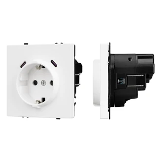 Фото #1 товара ARL NOBE Розетка зк со шторками с USB тип C+С софт-тач белый кварц SCT-MUCC-SFPL-WH (250V, 16A) (Arlight, -)