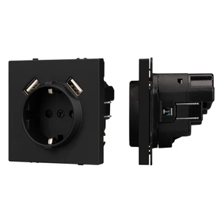 Фото #1 товара Механизм розетки с USB зарядкой SCT-NOBE-MUAA-SFPL-BK (230V, 16A) (Arlight, Черный оникс)