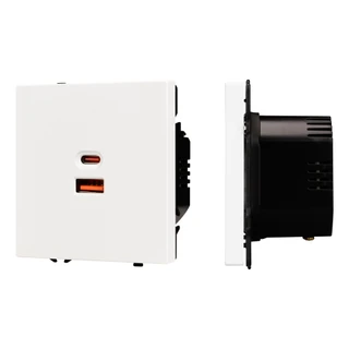 Фото #1 товара Механизм розетки с быстрой USB зарядкой SCT-NOBE-MUAC-SFPL-FC-WH (65W, QC3) (Arlight, Белый кварц)