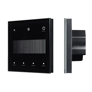 Фото #1 товара INTELLIGENT ARLIGHT Сенсорная панель SMART-DALI-301-11-1G-4SC-DT6 Черная (230V, встраиваемая, 2.4G) (IARL, IP20 Пластик, 5 лет)