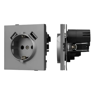 Фото #1 товара Механизм розетки с USB зарядкой SCT-TENDO-MUAA-PL-GR (230V, 16A) (Arlight, Графитовый)