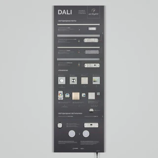Фото #1 товара Стенд Системы Управления DALI 1760x600мм (DB 3mm, пленка, логотип) (Arlight, -)