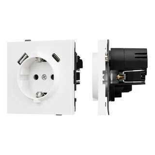 Фото #1 товара Механизм розетки с USB зарядкой SCT-TENDO-MUAC-PL-WH (230V, 16A) (Arlight, Белый)