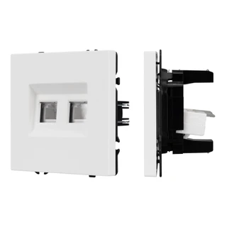 Фото #1 товара Механизм сдвоенной телефонной розетки SCT-NOBE-MTL2-SFPL-WH (RJ-11, 4C) (Arlight, Белый кварц)