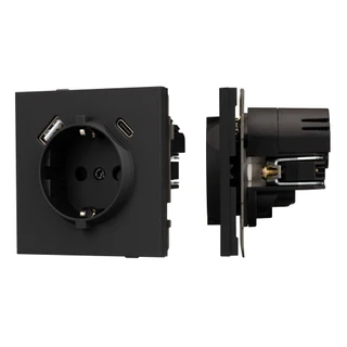 Фото #1 товара Механизм розетки с USB зарядкой SCT-TENDO-MUAC-SFPL-BK (230V, 16A) (Arlight, Матовый черный)