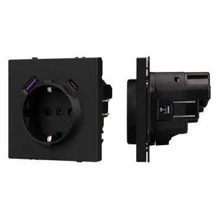 Фото #1 товара Механизм розетки с USB зарядкой SCT-NOBE-MUAC-SFPL-BK (230V, 16A) (Arlight, Черный оникс)