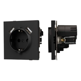 Фото #1 товара Механизм розетки с USB зарядкой SCT-TENDO-MUAA-SFPL-BK (230V, 16A) (Arlight, Матовый черный)