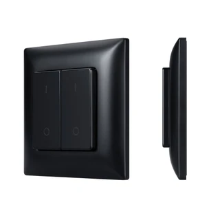 Фото #1 товара INTELLIGENT ARLIGHT Кнопочная панель SMART-RF-801-22-2G-DIM-SUF Black (3V, 2.4G) (IARL, IP20 Пластик, 5 лет)