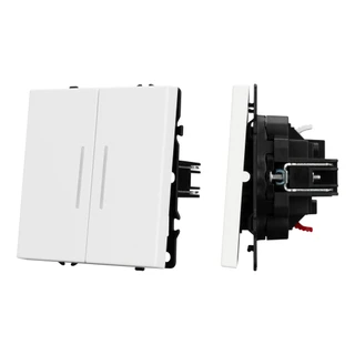 Фото #1 товара Механизм выключателя двухклавишный непроходной LED SWT-NOBE-MK02-SFPL-L-WH (230V, 10A) (Arlight, -)