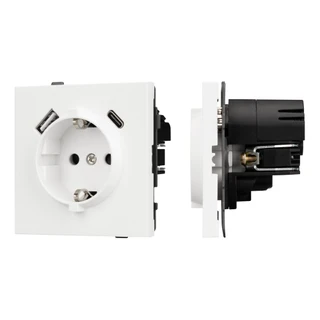 Фото #1 товара Механизм розетки с USB зарядкой SCT-TENDO-MUAC-SFPL-WH (230V, 16A) (Arlight, Матовый белый)