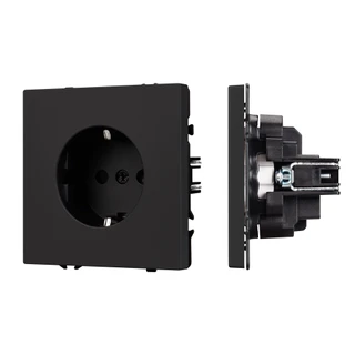 Фото #1 товара Механизм электрической розетки SCT-NOBE-MEU1-SFPL-BK (230V, 16A) (Arlight, Черный оникс)