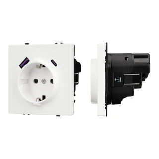 Фото #1 товара ARL NOBE Розетка зк со шторками с USB тип А+С софт-тач белый кварц SCT-MUAC-SFPL-WH (250V, 16A) (Arlight, -)