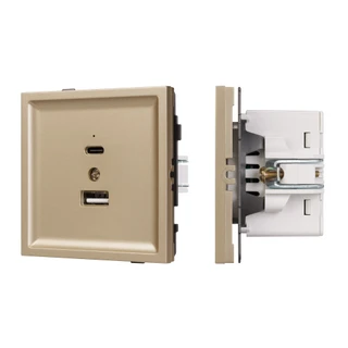 Фото #1 товара Механизм USB розетки SCT-TENDO-MUAC-SFPL-GD (5V, 3A, QC3) (Arlight, -)