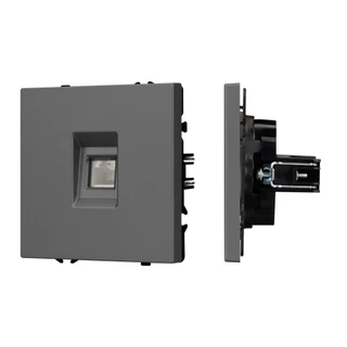 Фото #1 товара Механизм компьютерной розетки SCT-NOBE-MPC1-SFPL-GR (RJ-45, CAT6) (Arlight, Серый базальт)