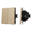 ARL NOBE Выключатель 2 кл подсветка софт-тач золотой песок SWT-MK02-SFPL-L-GD (250V, 10A) (Arlight, -)
