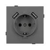Механизм розетки с USB зарядкой SCT-TENDO-MUAA-SFPL-GR (230V, 16A) (Arlight, Матовый графитовый)