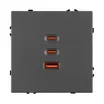 Механизм розетки с быстрой USB зарядкой SCT-NOBE-MUACC-SFPL-FC-GR (65W, QC3) (Arlight, -)