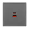 Механизм розетки с быстрой USB зарядкой SCT-NOBE-MUAC-SFPL-FC-GR (65W, QC3) (Arlight, Серый базальт)