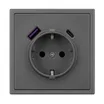 Механизм розетки с USB зарядкой SCT-NOBE-MUAC-SFPL-GR (230V, 16A) (Arlight, Серый базальт)
