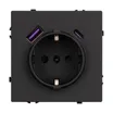 Механизм розетки с USB зарядкой SCT-NOBE-MUAC-SFPL-BK (230V, 16A) (Arlight, Черный оникс)