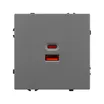 Механизм розетки с быстрой USB зарядкой SCT-NOBE-MUAC-SFPL-FC-GR (65W, QC3) (Arlight, Серый базальт)